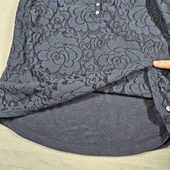 Abercrombie & Fitch Womens Tank Top Sz S Blue Sleeveless Lace Layered Floral Y2K - Picture 7 of 15